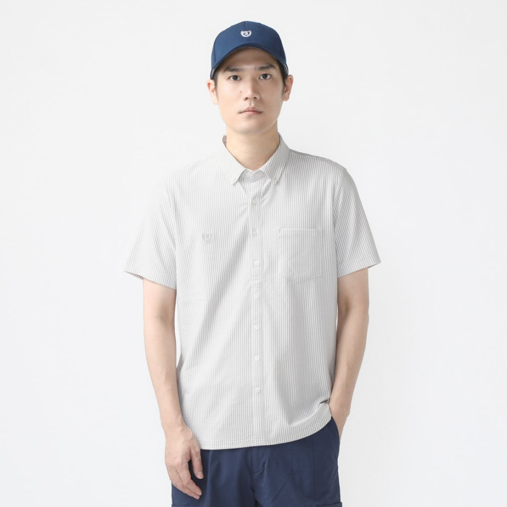 TIGORA Striped Button Down Golf Shirt