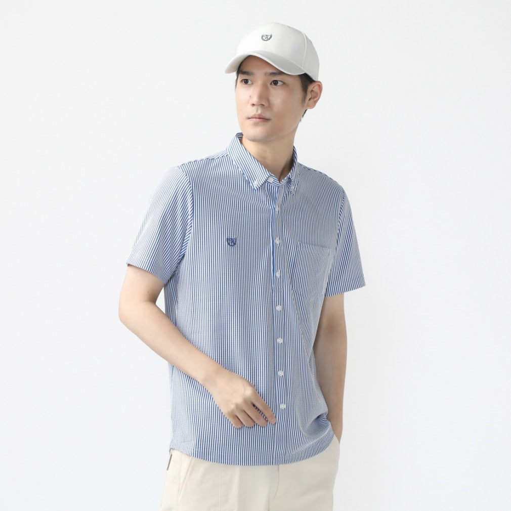 TIGORA Striped Button Down Golf Shirt