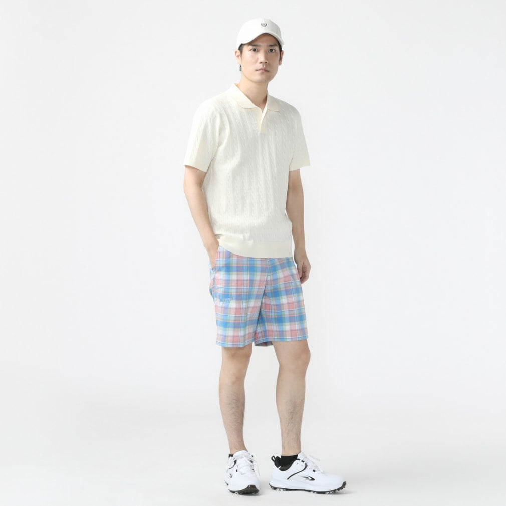 TIGORA Cable Knit Short Sleeve Golf Polo Shirt