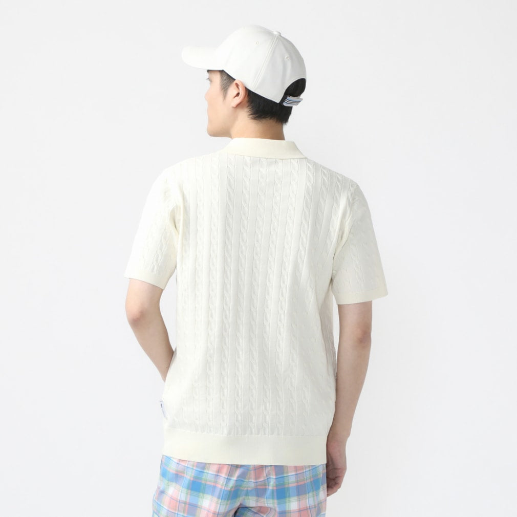 TIGORA Cable Knit Short Sleeve Golf Polo Shirt